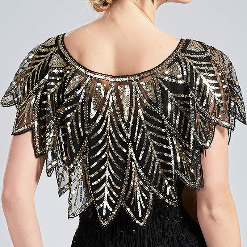 1920s Beaded Sequin Evening Shawl for Women VeilsGalore