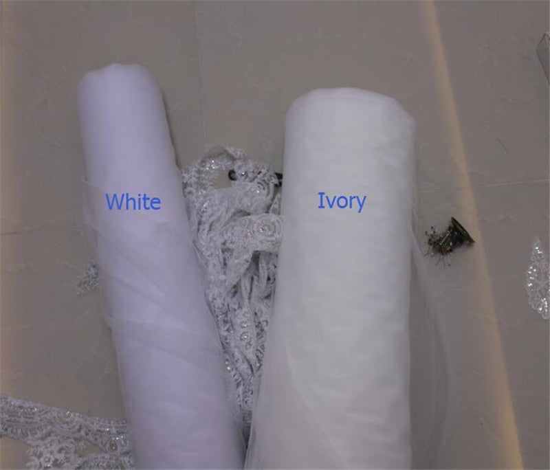 Sequins New Luxury Cathedral Veil Appliques Lace Edge