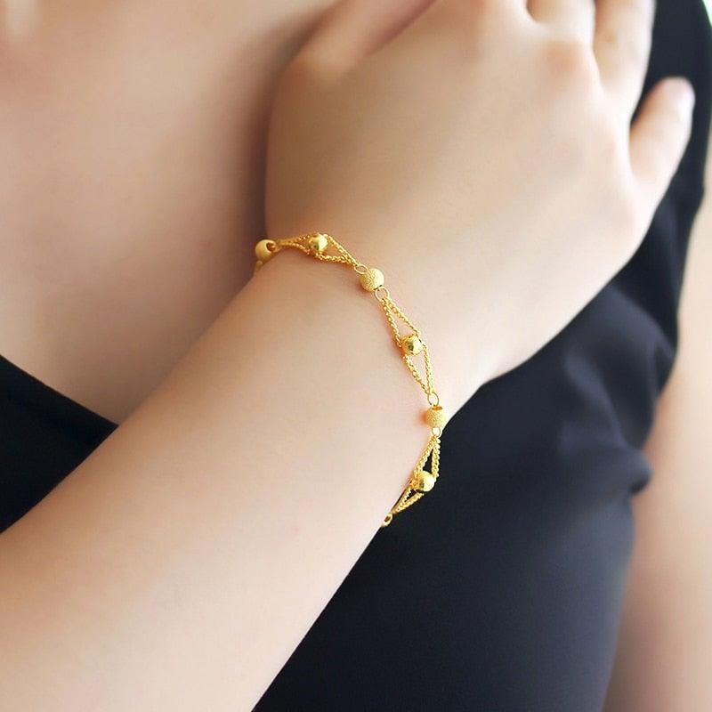 18K Gold bracelet w/ beads - VeilsGalore