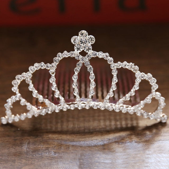 Mini Crystal & Pearl Wedding Tiara w/ Hair Combs