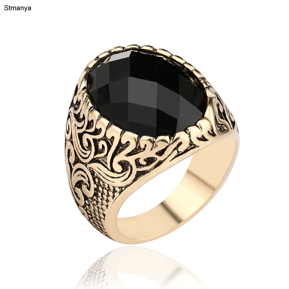 Men's Antique Punk Black Alloy Ring