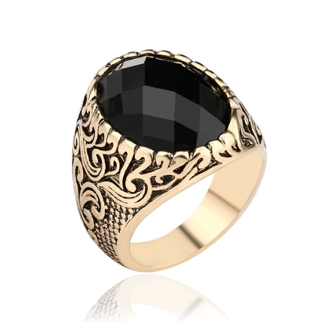 Men's Antique Punk Black Alloy Ring