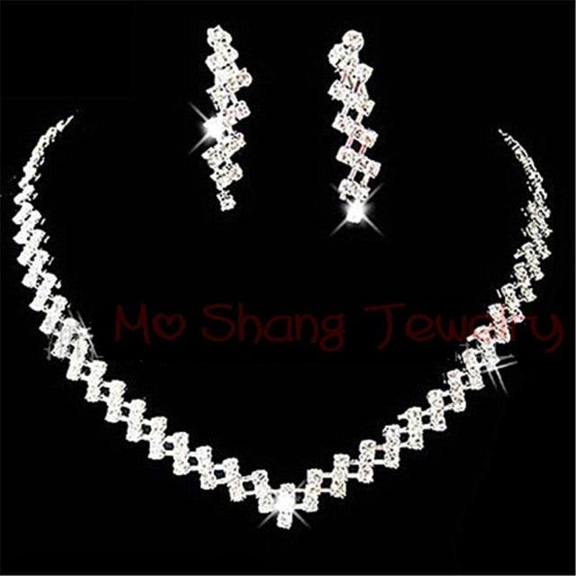 Crystal Silver Bridal Jewelry Sets - VeilsGalore
