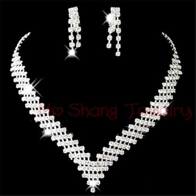 Crystal Silver Bridal Jewelry Sets - VeilsGalore