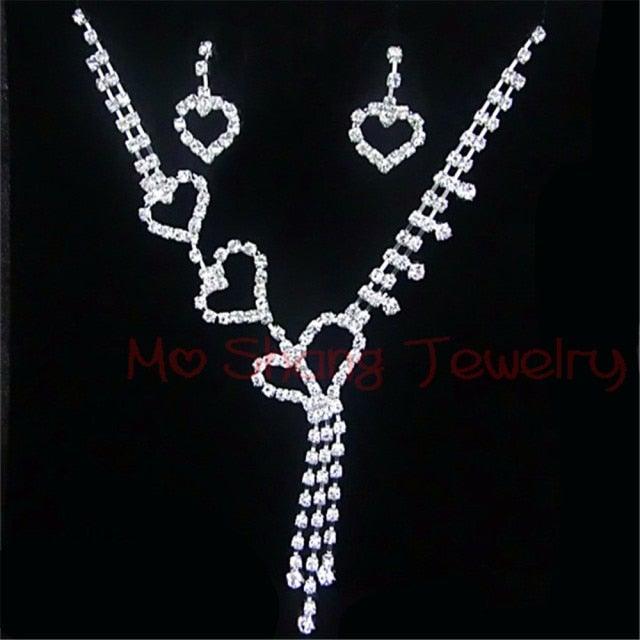 Crystal Silver Bridal Jewelry Sets - VeilsGalore