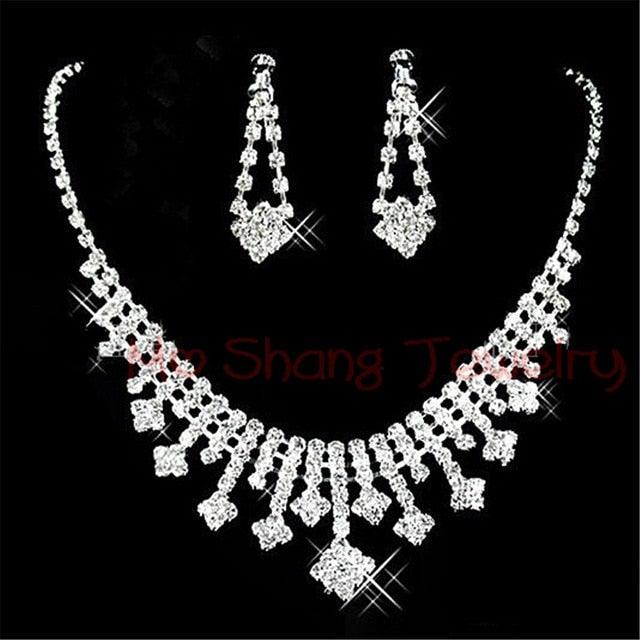 Crystal Silver Bridal Jewelry Sets - VeilsGalore