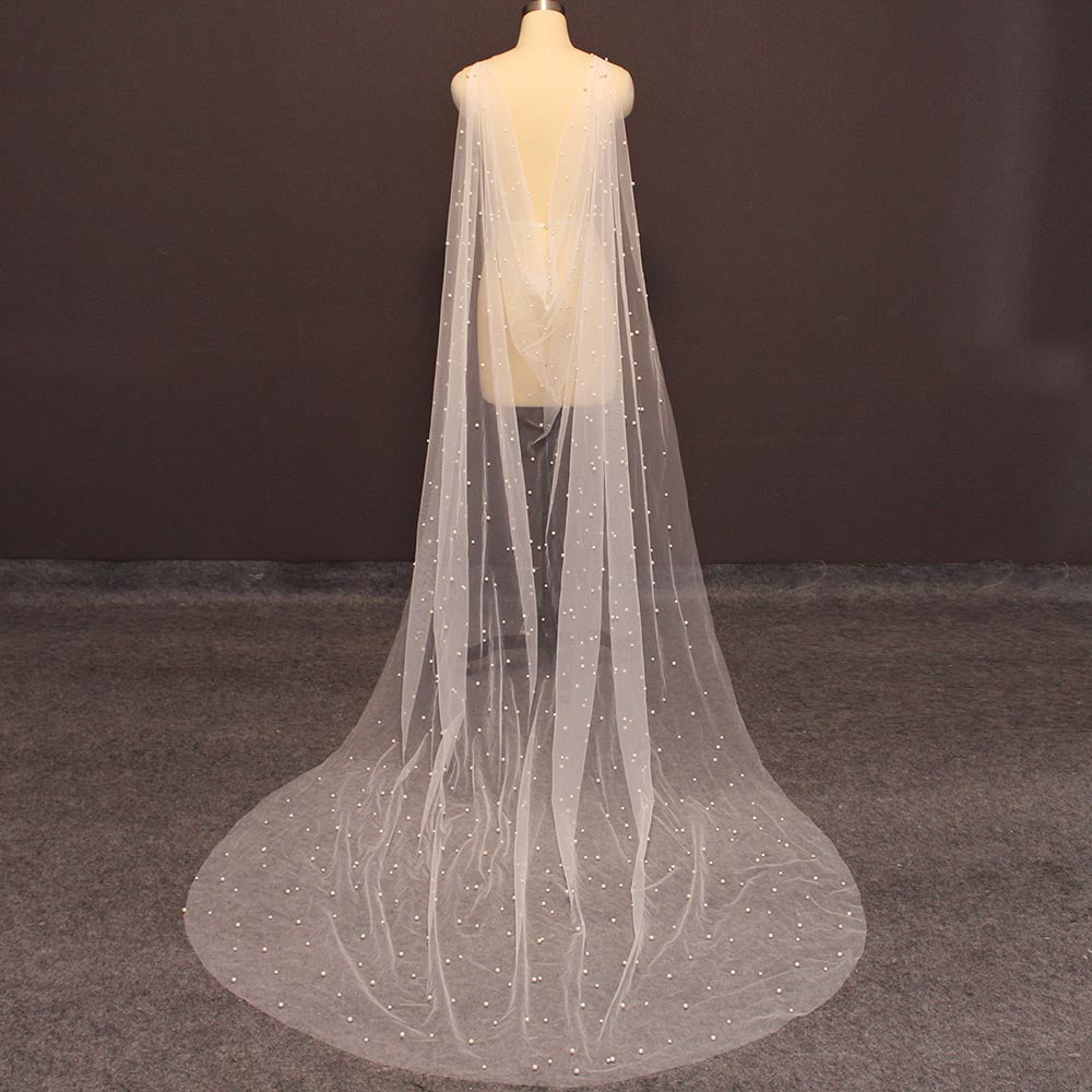 Pearl Adorned Wedding Shawl /Cape