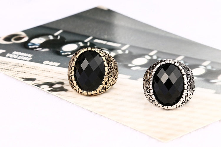 Men's Antique Punk Black Alloy Ring