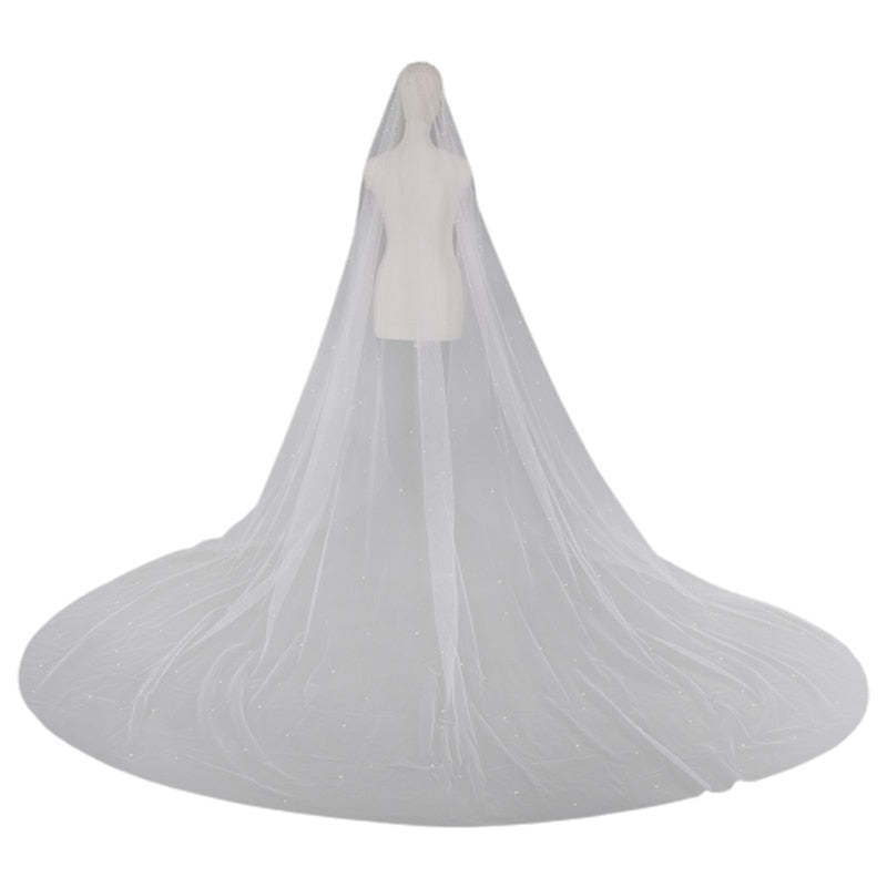 Pearl Beaded Cathedral Headpiece Veil