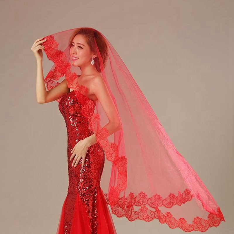One Layer Veil with Lace Edge