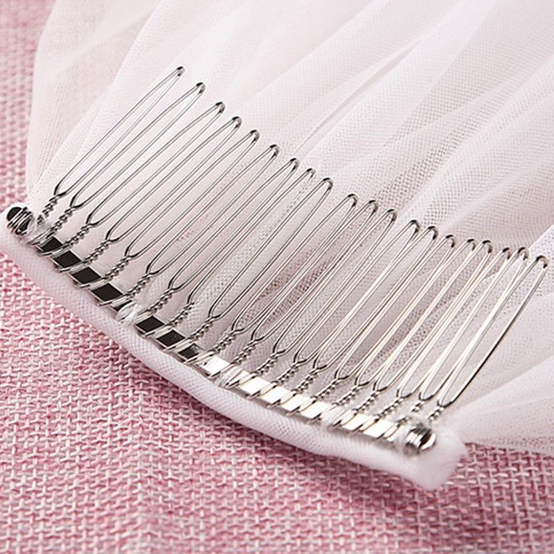 Long Tulle Cathedral Bridal Veil with Comb