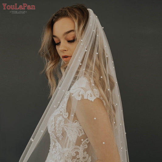 Luxury Bridal Tulle Bridal Veil Pearl