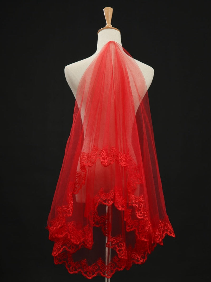 One Layer Veil with Lace Edge