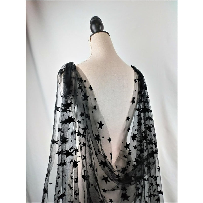 black bridal veil cape