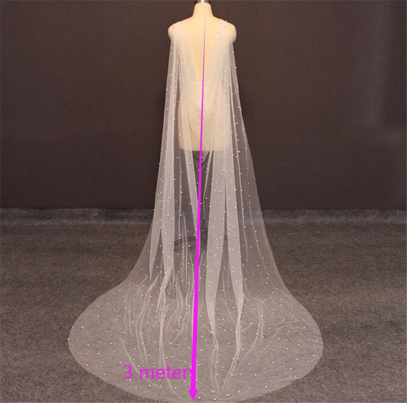Pearl Adorned Wedding Shawl /Cape