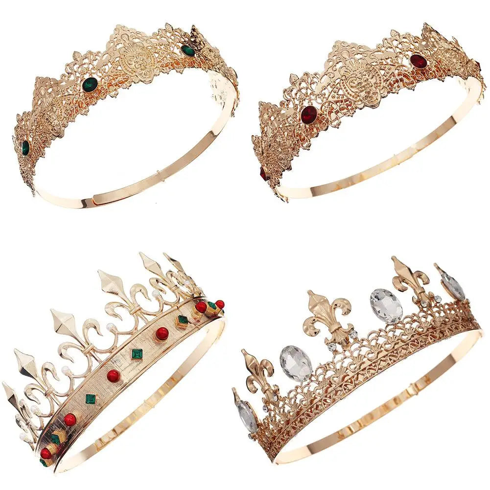 Circle Imperial Gold Alloy Rhinestone Wedding Crown