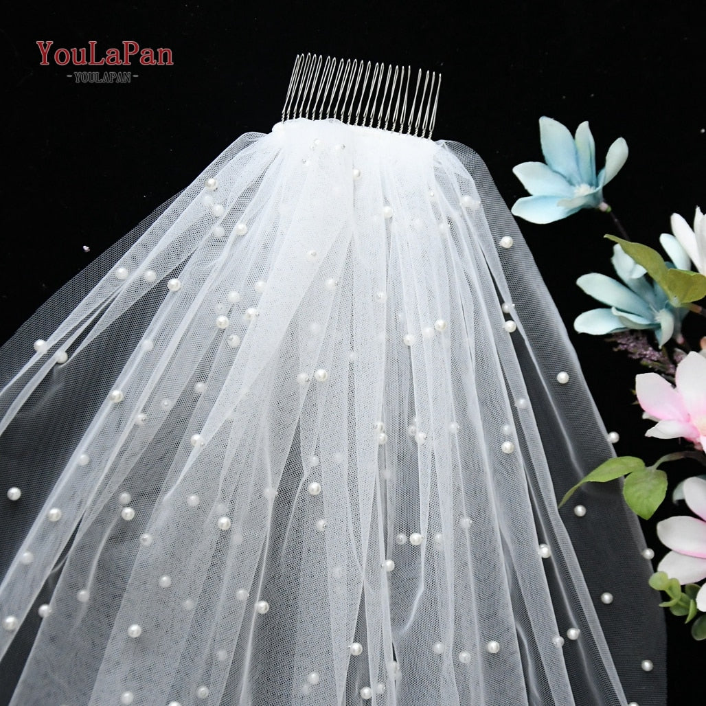 Luxury Bridal Tulle Bridal Veil Pearl