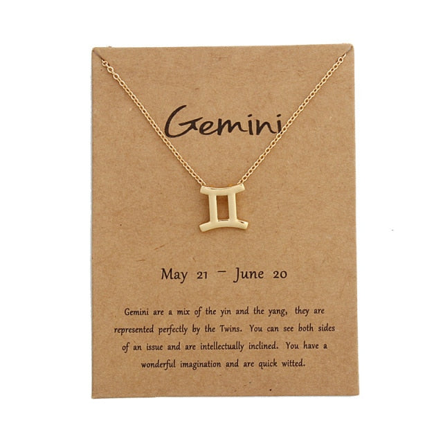 Zodiac Constellation Alloy Pendant Necklace